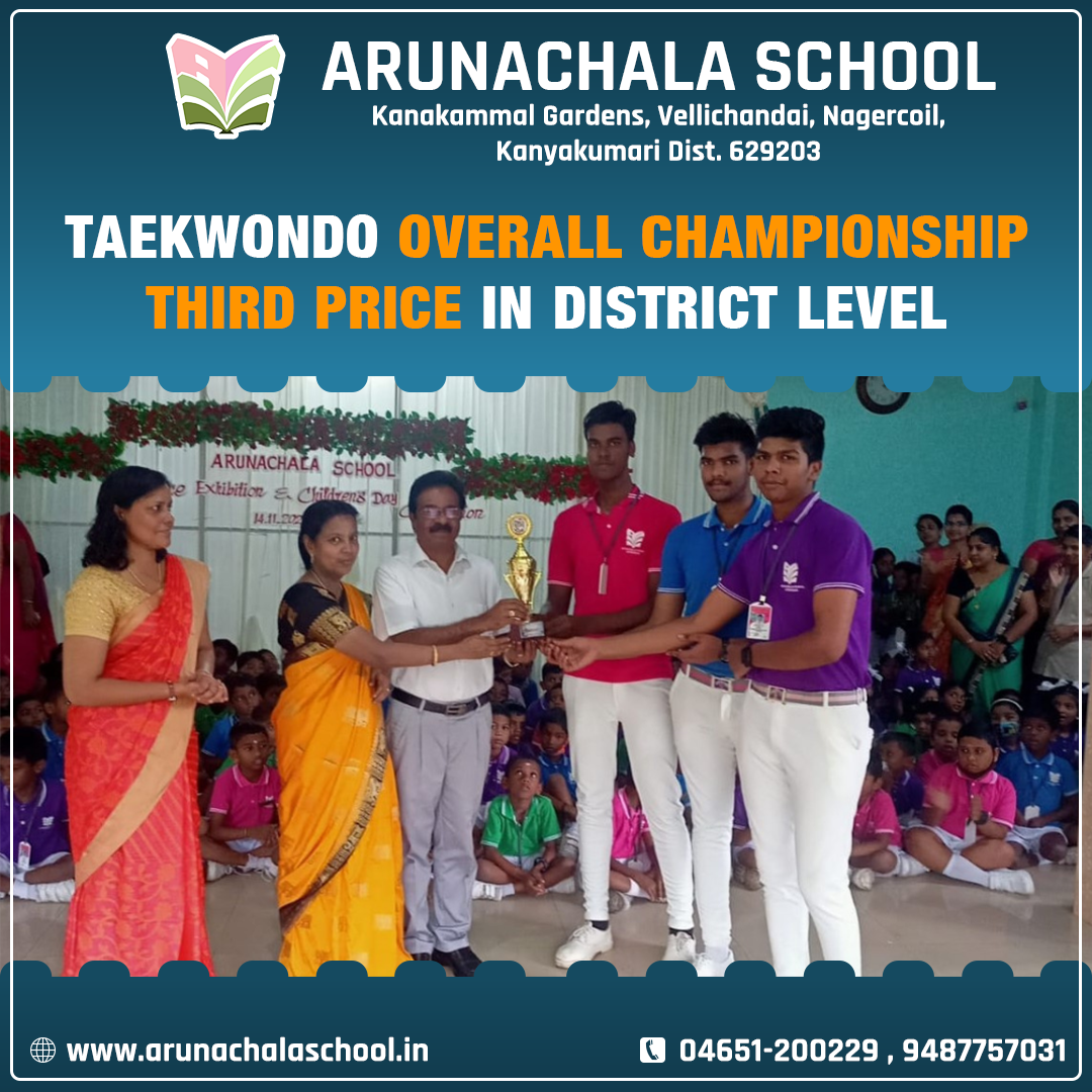 achieving  3rd Place in TaekWondo overall championship in district level. 
